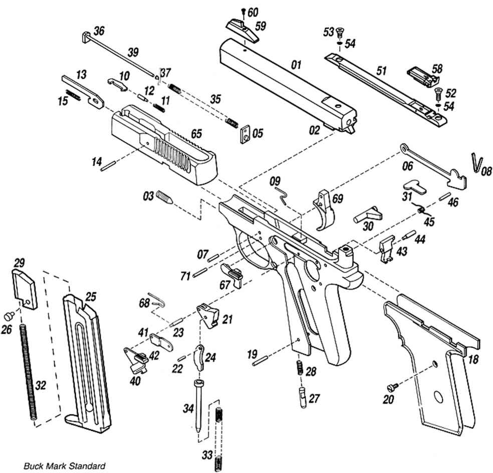 Explosie tekening Browning Buckmark pistool
